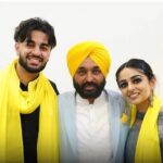 Punjab CM Bhagwant Mann with his children Seerat and Dilshan who came from US to attend their father’s oath ceremony.